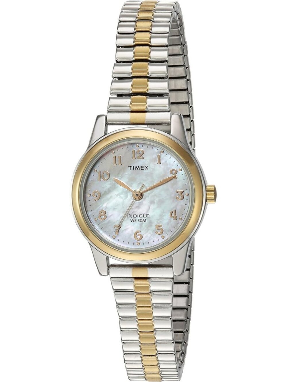 Women's Two-Tone/MOP Extra-Long Adjustable Strap Mineral Glass Crystal Watch